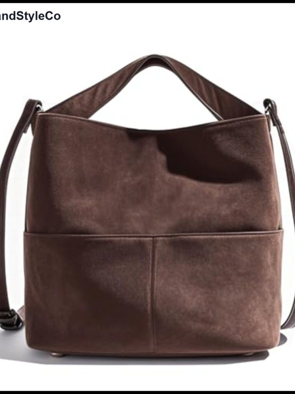 Faux Suede Bucket Bag Crossbody Slouchy Shoulder Purse Tote Hidden Handle